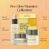 Vitamin c + CBD | The Pro-Glow Fresh Vit C Day Cream 50ml + Vitamin C + CBD Serum 30ml + Vitamin C + CBD Eye Cream 15ml + Vitamin C Hydro-Gel Eye Pads X 3